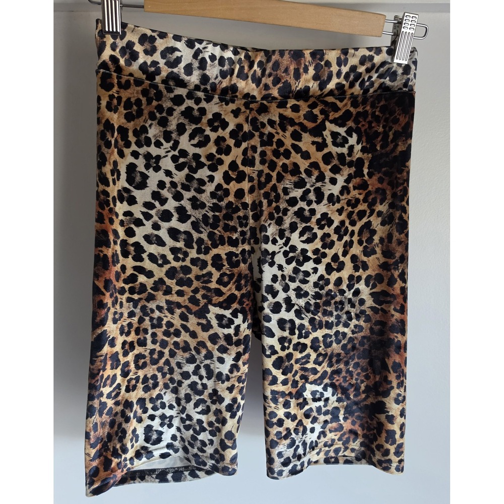 Collusion Biker Shorts Women Size 6 Leopard Print Brown Black Casual 7in Inseam